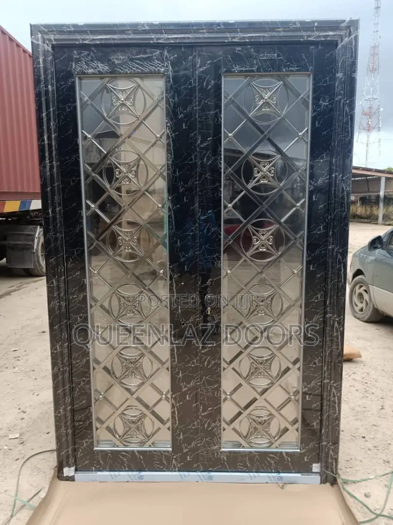 6ft Stainless Black Marble Glass Door