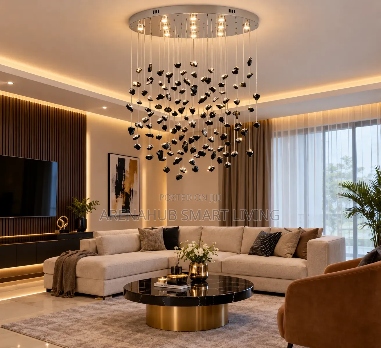 Light Luxury LED Crystal Chandelier Modern Lobby Design