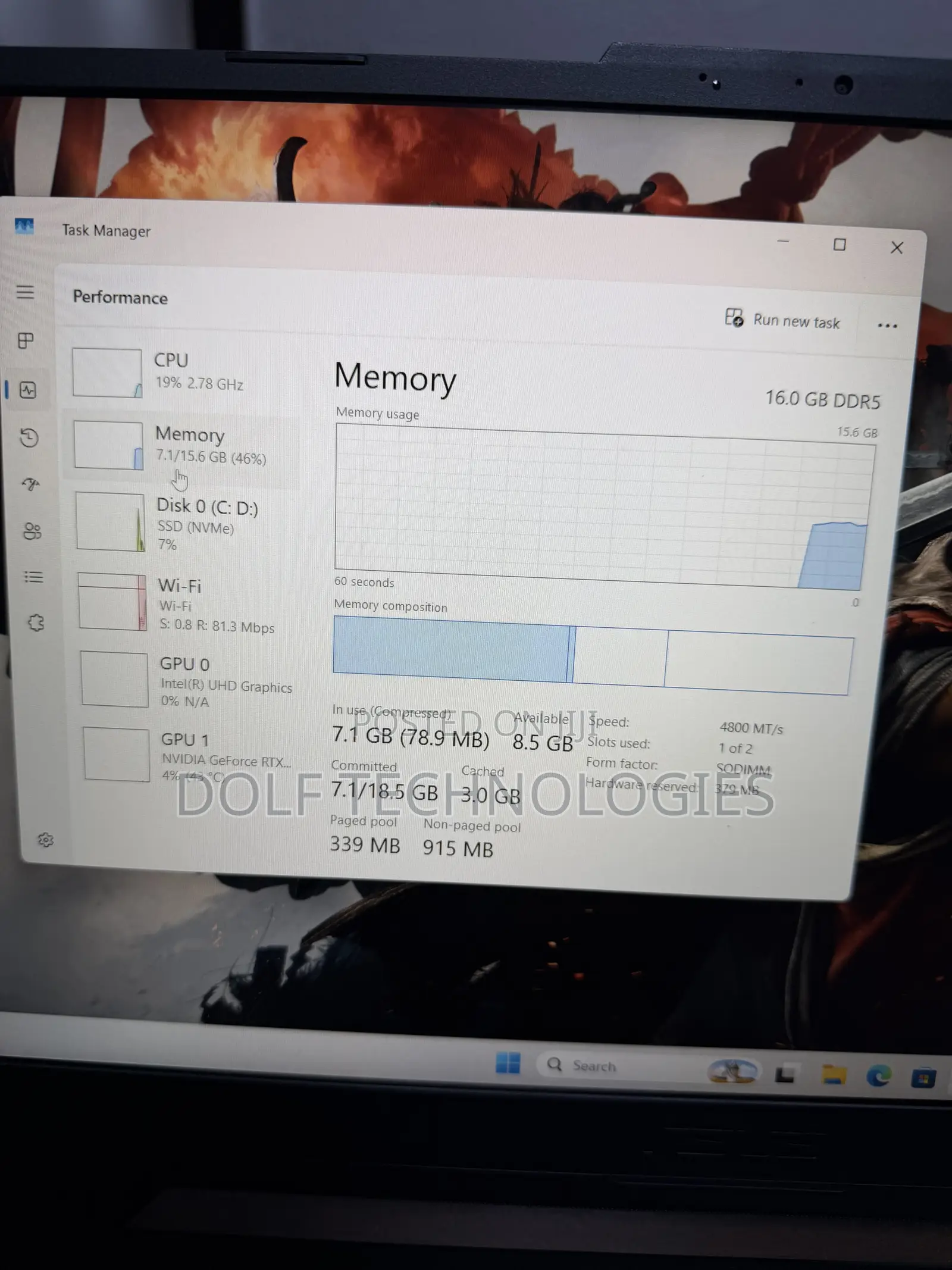 Laptop Asus TUF Dash F15 16GB Intel Core i7 SSD 512GB