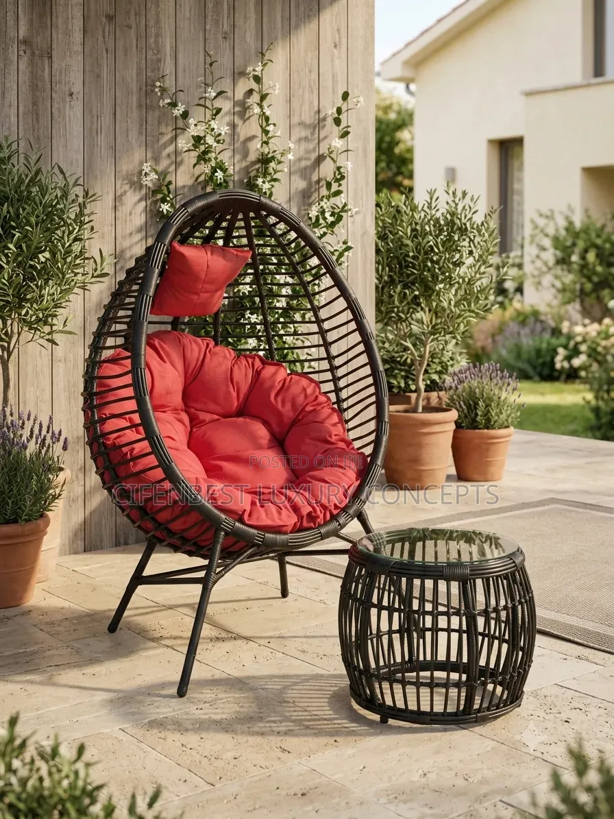 Unique Rattan Swing Chair With Table