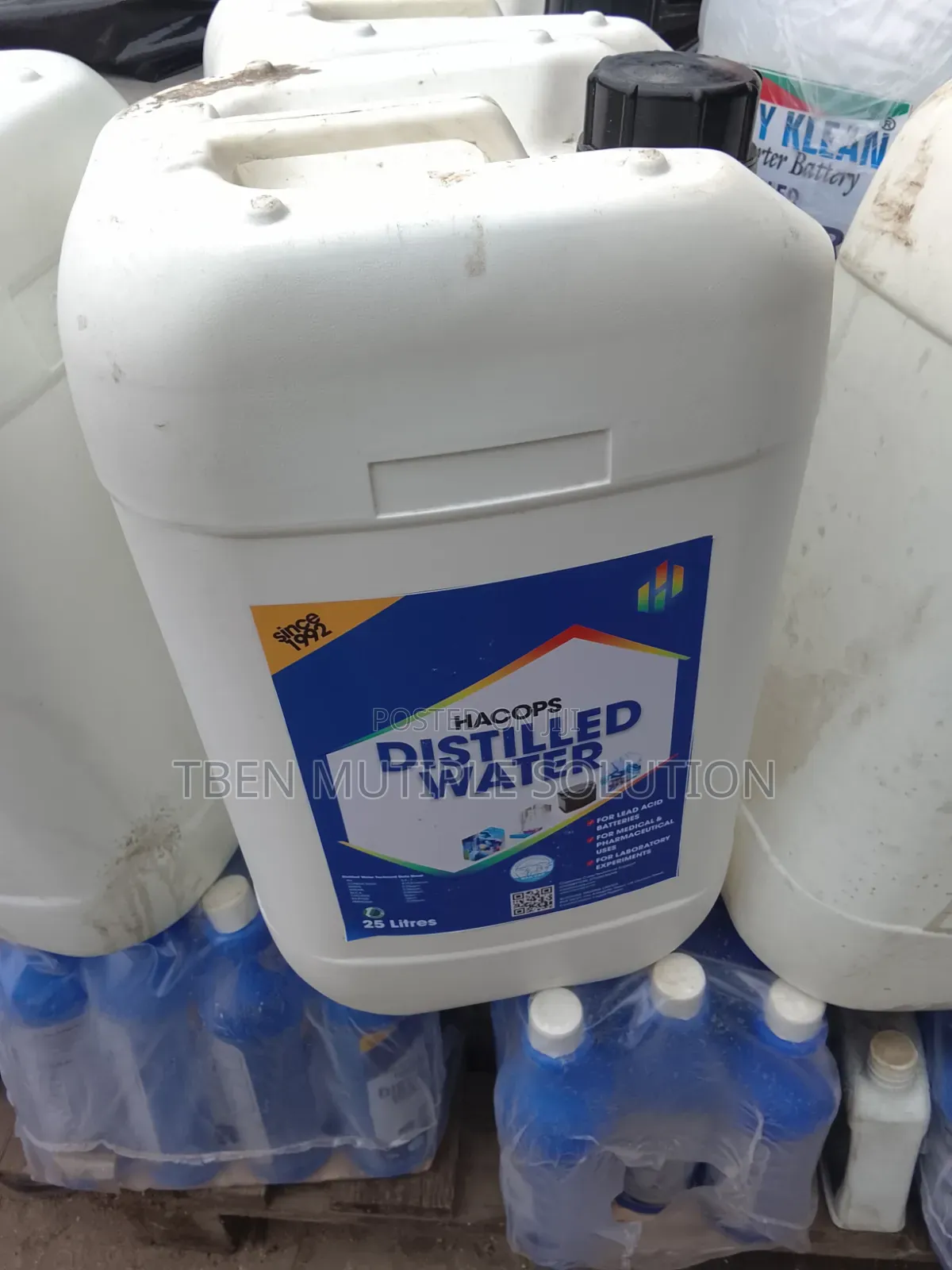 25-Liter Plastic Jerry Can of Hacops Distilled Water