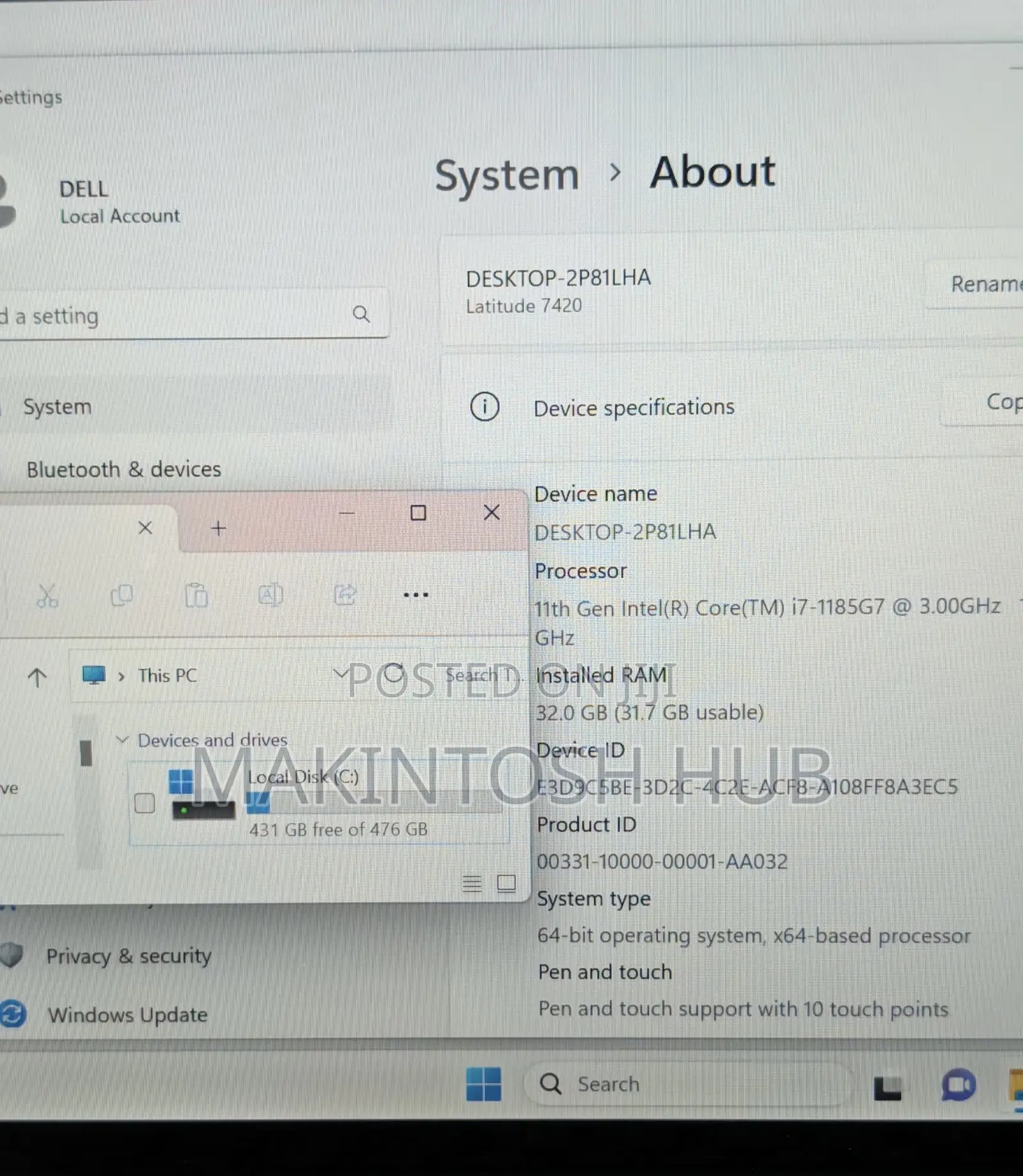Laptop Dell Latitude 7420 32GB Intel Core i7 SSD 512GB