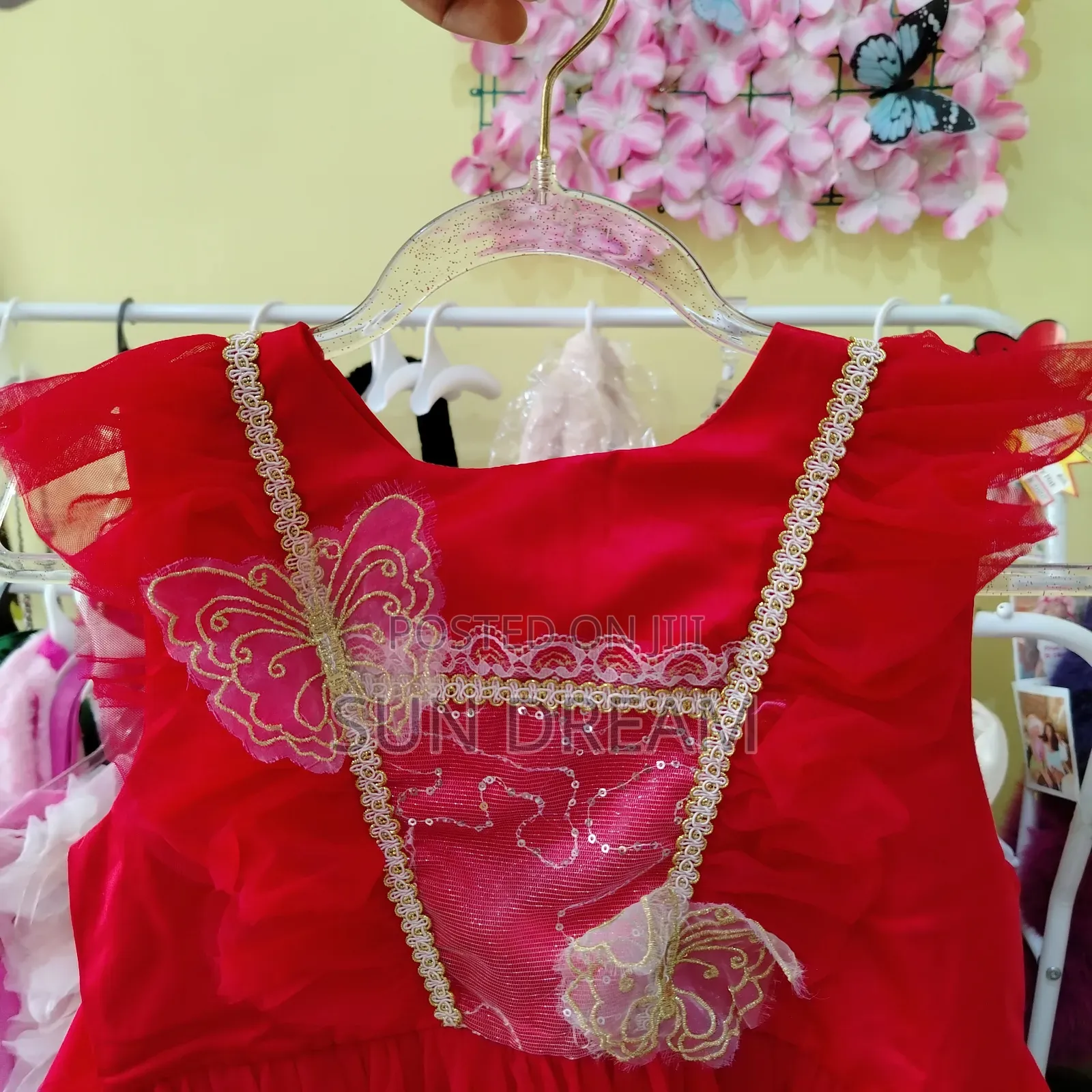 Red Flower Gown Birthday Party Kids Outfit Dress. Age 8-11 Years Old