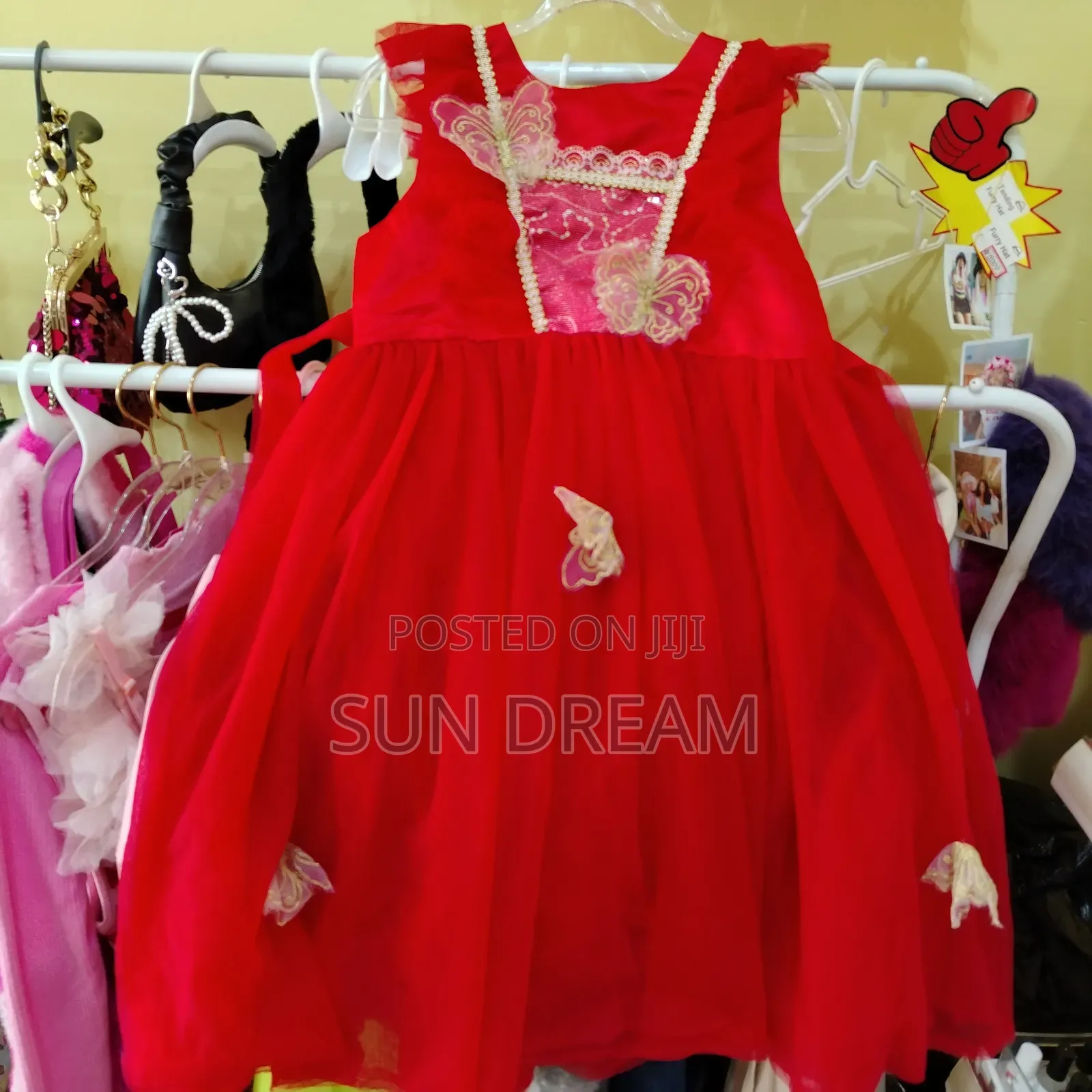 Red Flower Gown Birthday Party Kids Outfit Dress. Age 8-11 Years Old