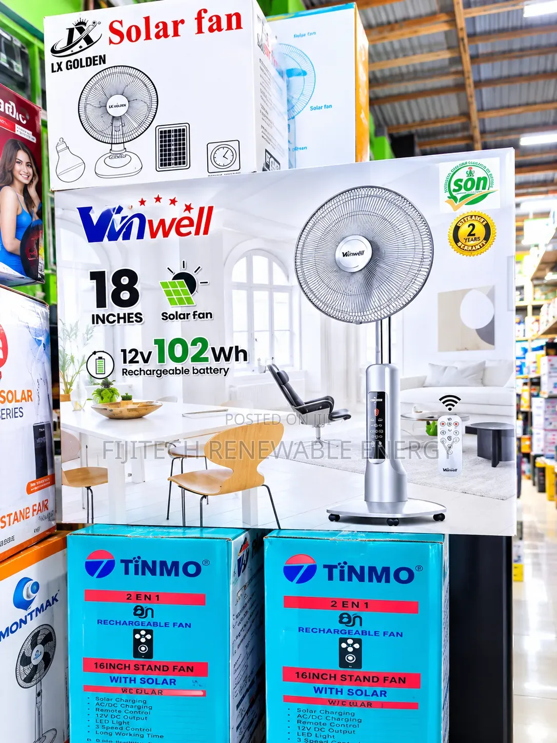 18 Inches Rechargeable Solar Fan