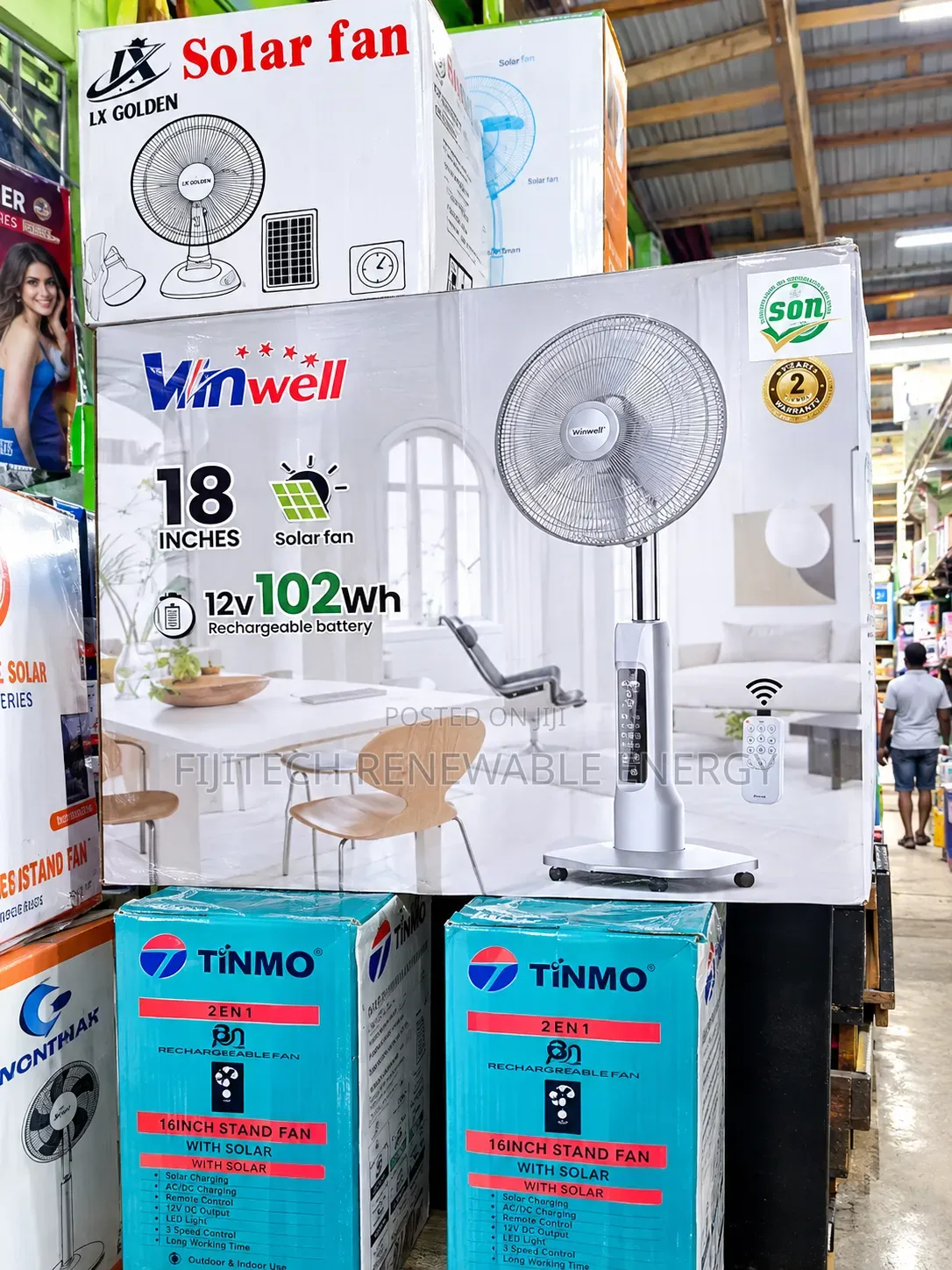 18 Inches Rechargeable Solar Fan