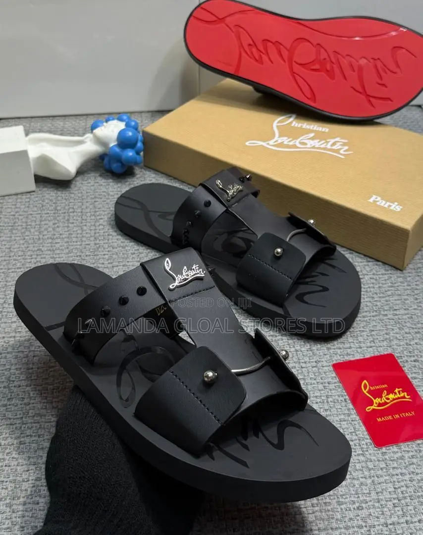 Christian Louboutin Double-Strap Spike Slide Sandals