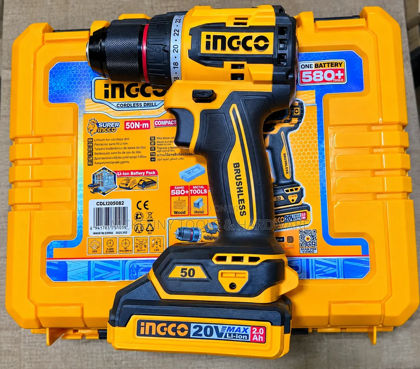 INGCO 20V Brushless Cordless Drill Machine – 2.0Ah Battery Case