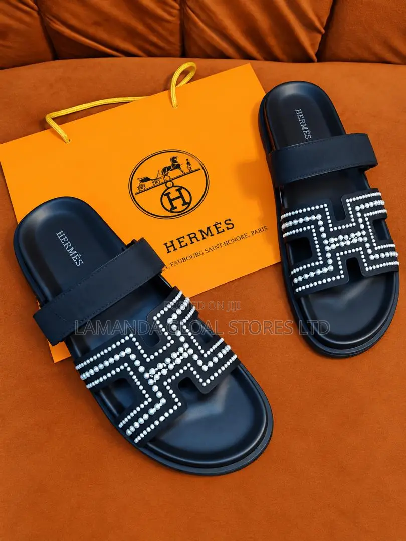 Hermès Oran Crystal-Embellished Slide Sandals