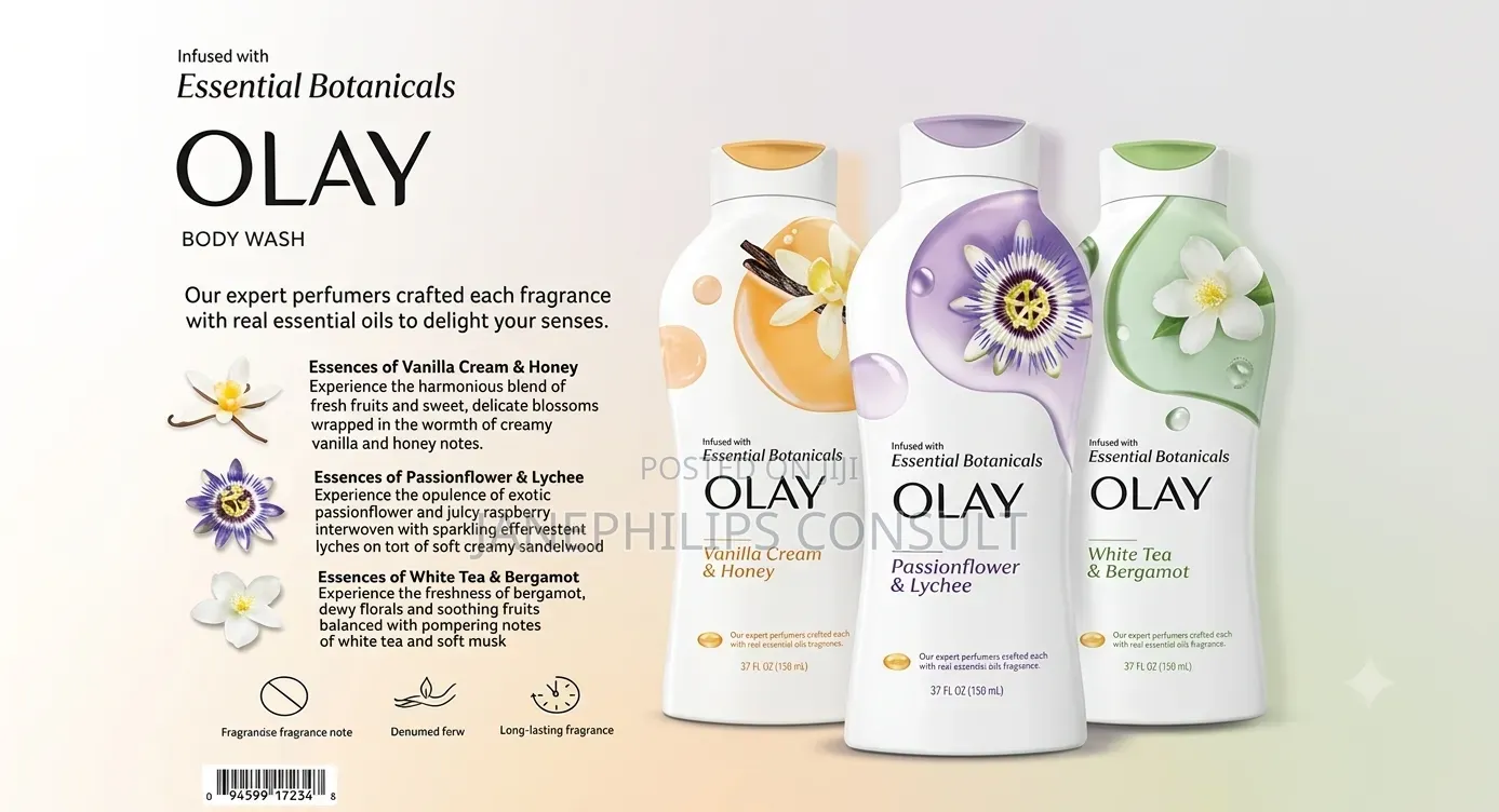 Olay Essential Botanicals Body Wash 3-Pack (700ml Each)