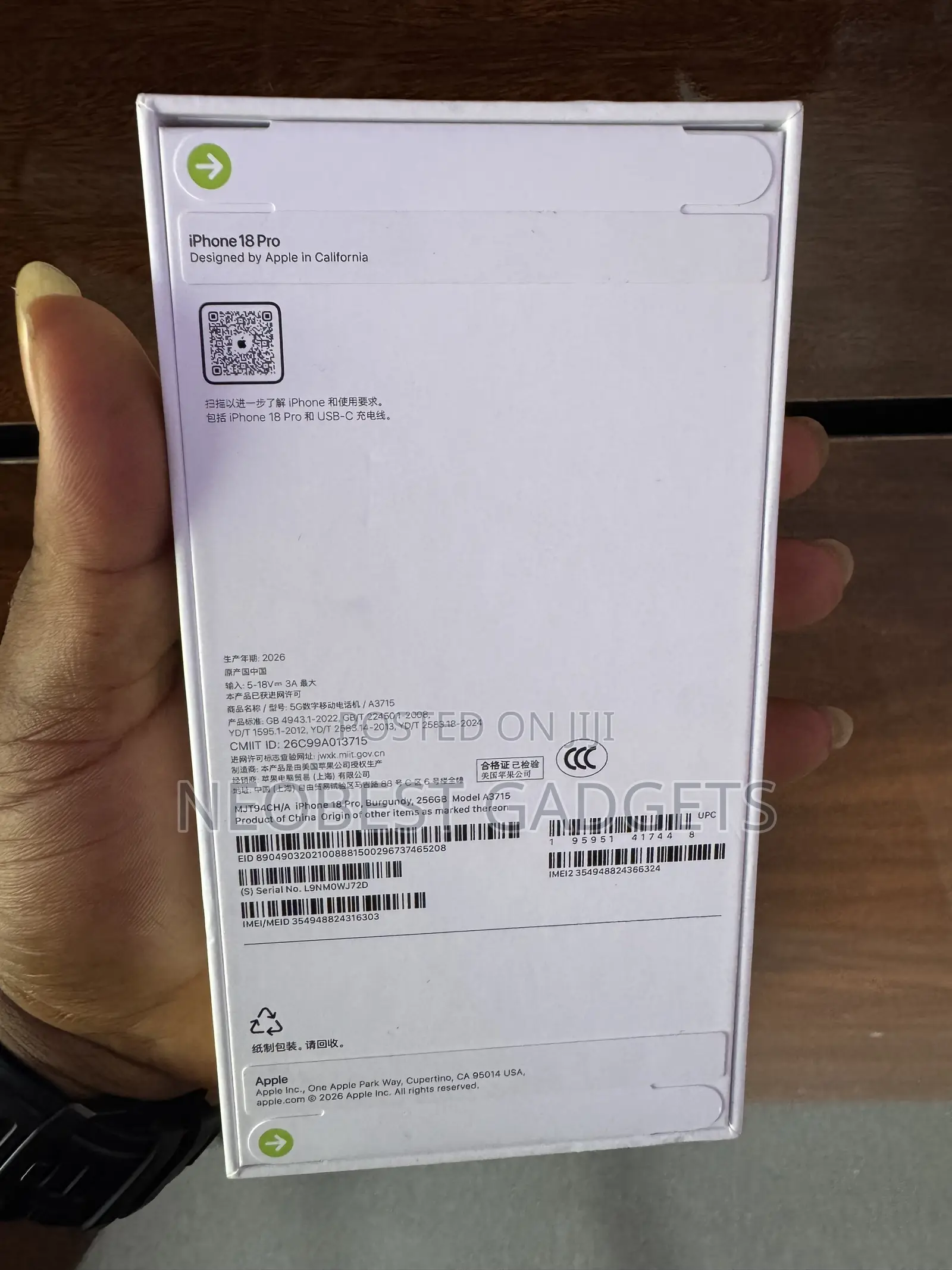 New Apple iPhone 18 Pro 256 GB