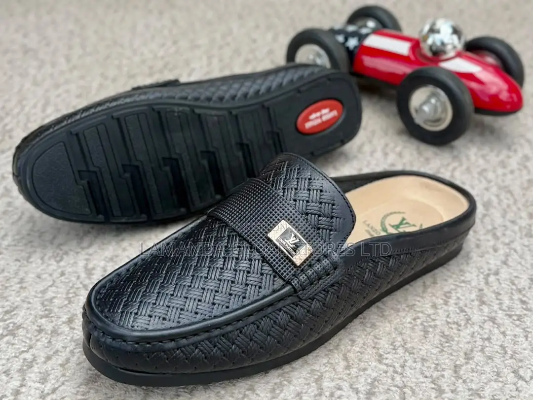 Louis Vuitton Woven Leather Monogram Mule Loafers