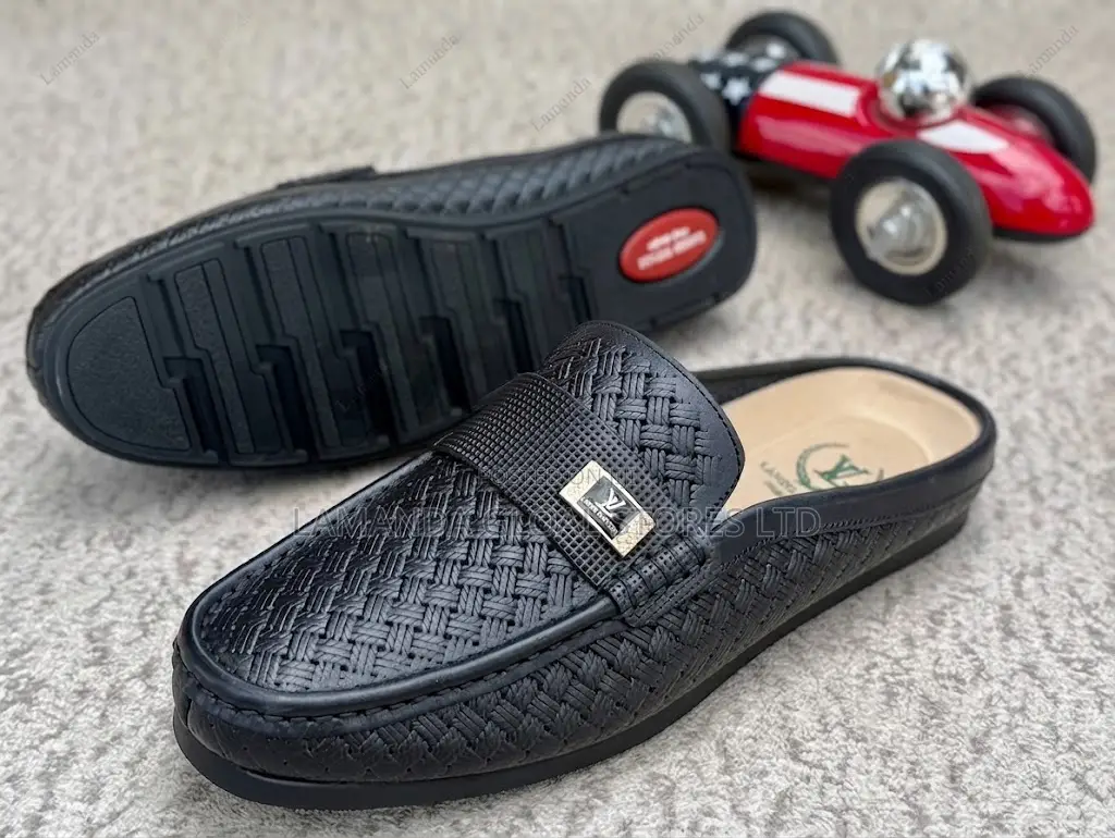 Louis Vuitton Woven Leather Monogram Mule Loafers