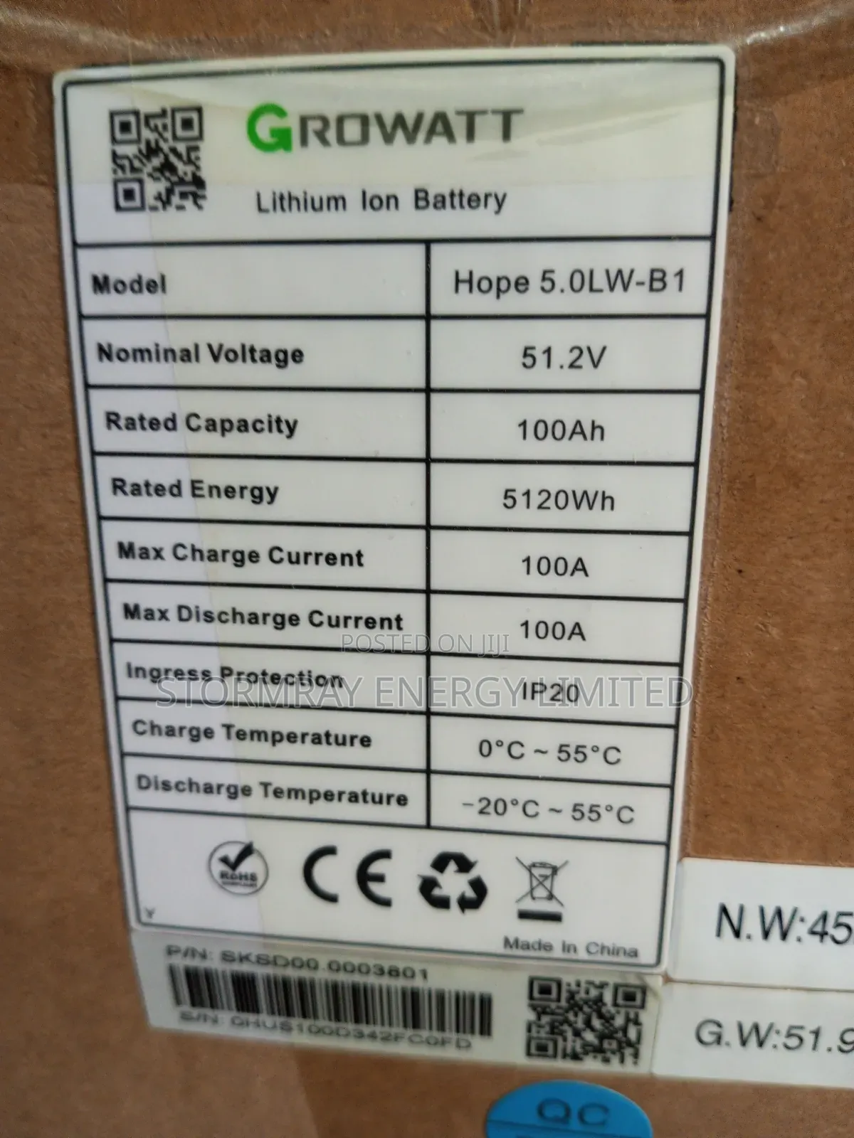 5kWh Growatt Lithium Battery