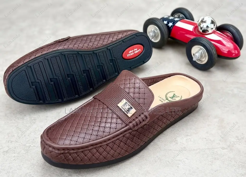 Louis Vuitton Brown Woven Leather Monogram Mule Loafers