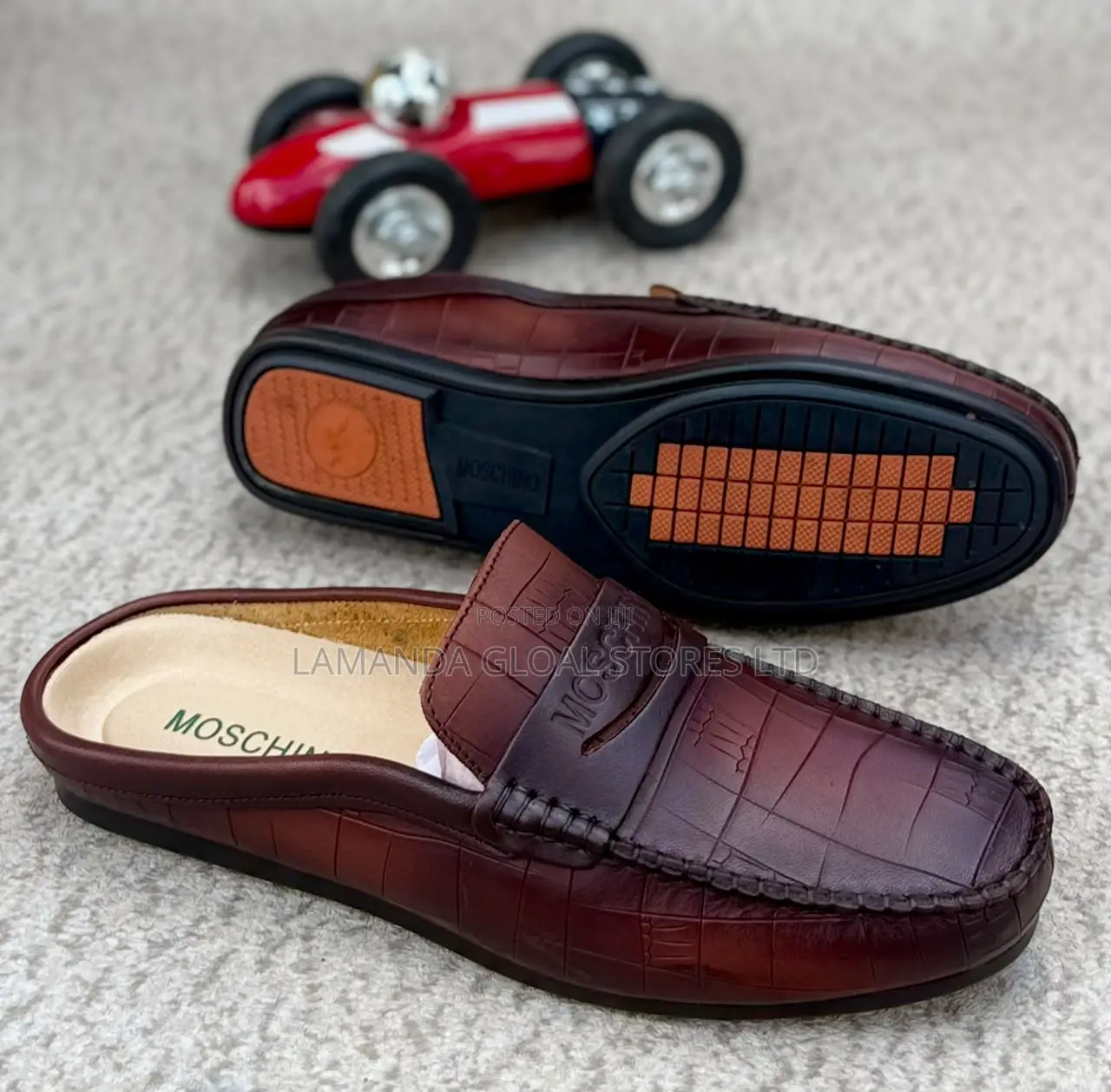 Clarks Scaled Leather Slip-on Loafer Mules in Brown