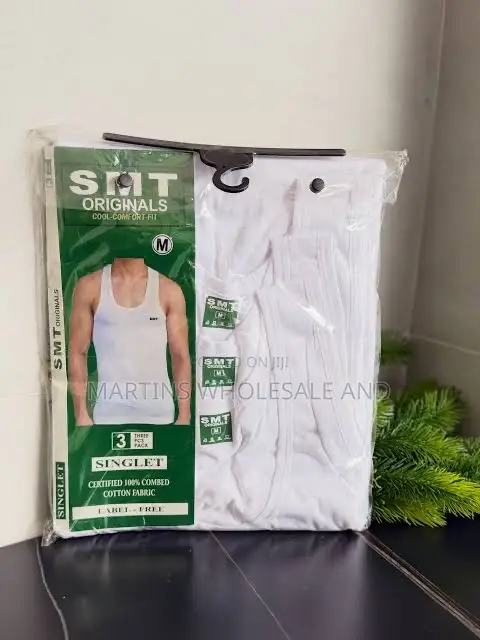 SMT Originals 3-Pack of White, Label-Free Combed Cotton Men's Tank To