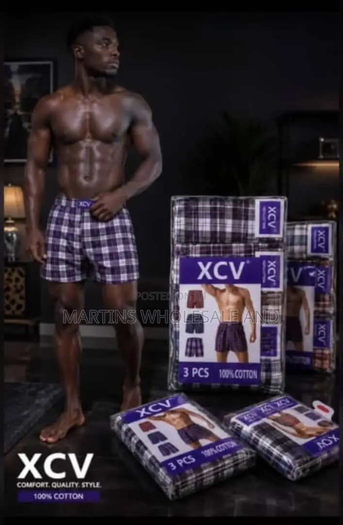 Of XCV 3-in-1 Plaid Cotton Boxer Shorts for Men