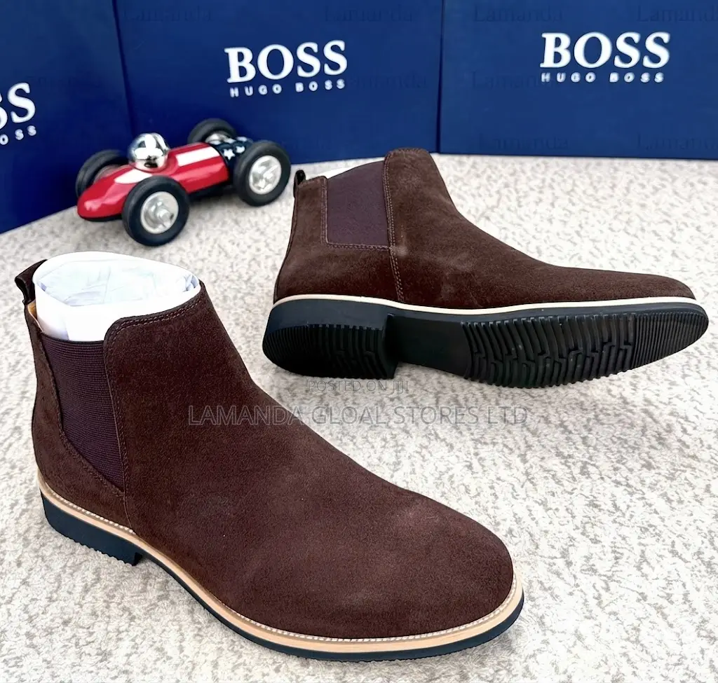BOSS Brown Suede Chelsea Boots