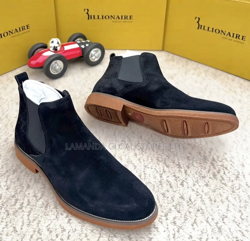 Billionaire Italian Couture Black Suede Chelsea Boots