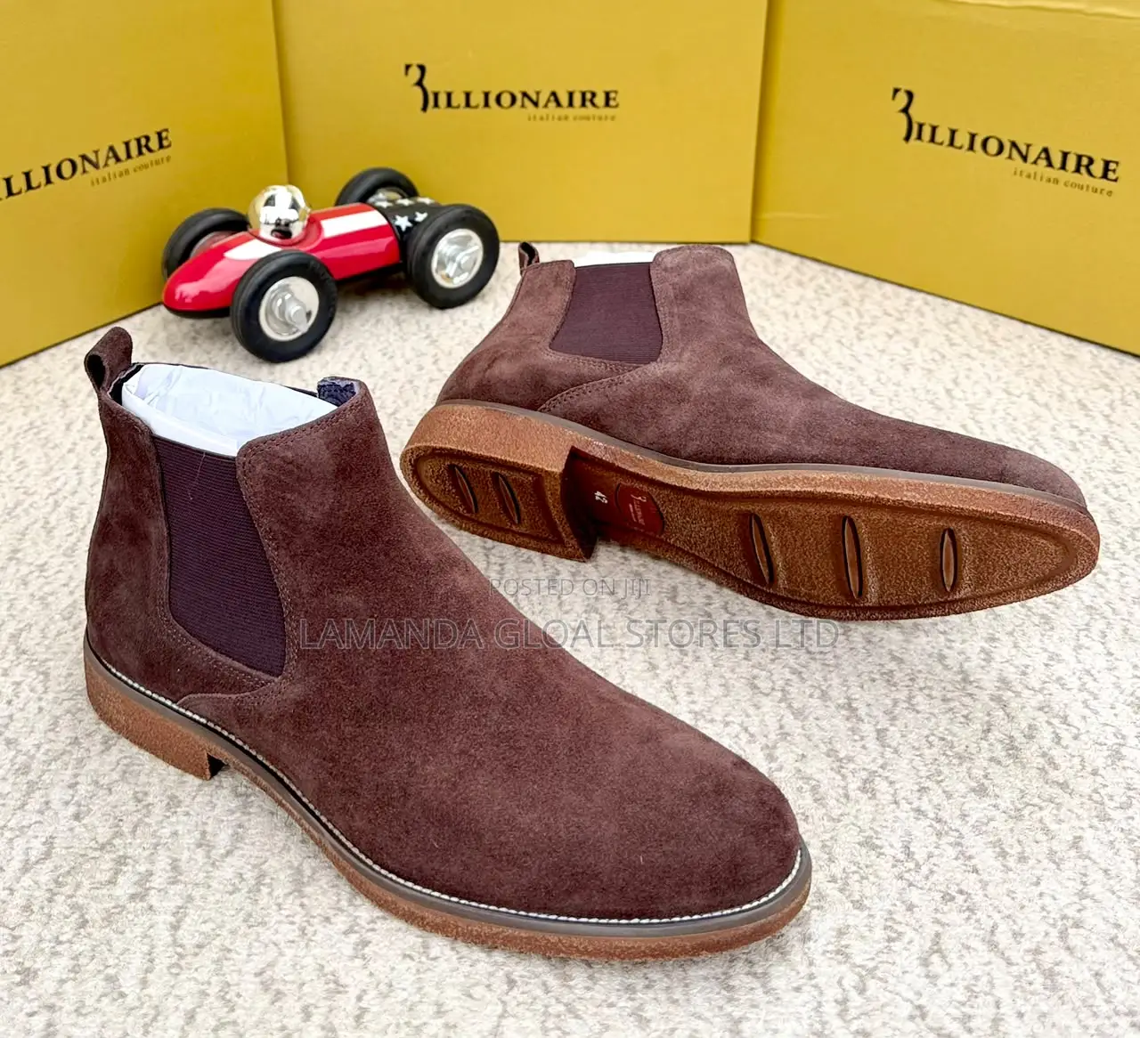 Billionaire Italian Couture Brown Suede Chelsea Boots