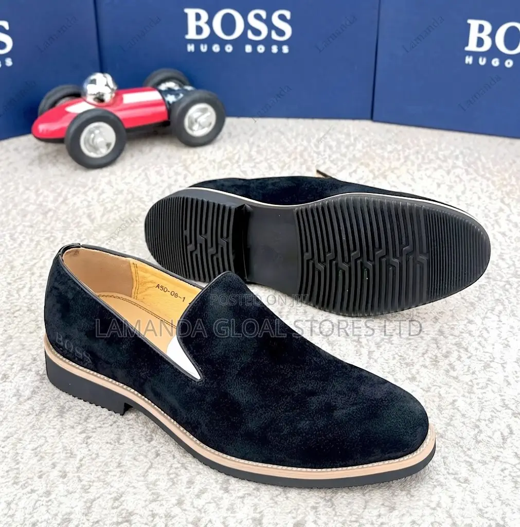BOSS Black Suede Slip-on Loafers