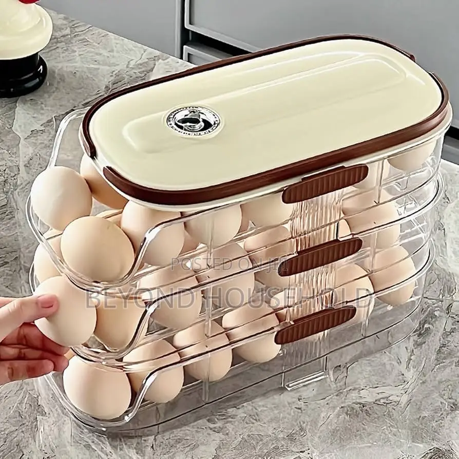 Multi Layer Auto Rolling Egg Holder Dispenser for Fridge Countertop