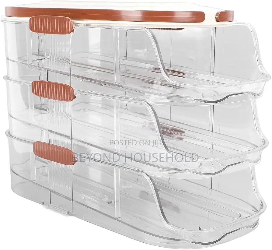 Multi Layer Auto Rolling Egg Holder Dispenser for Fridge Countertop