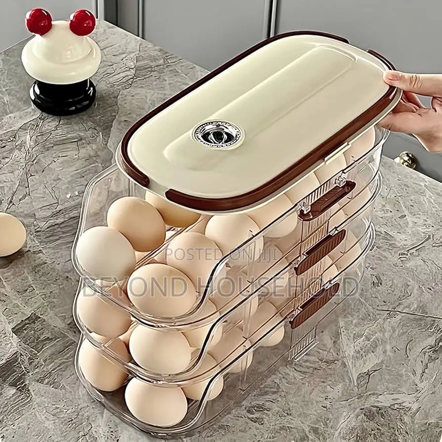 Multi Layer Auto Rolling Egg Holder Dispenser for Fridge Countertop