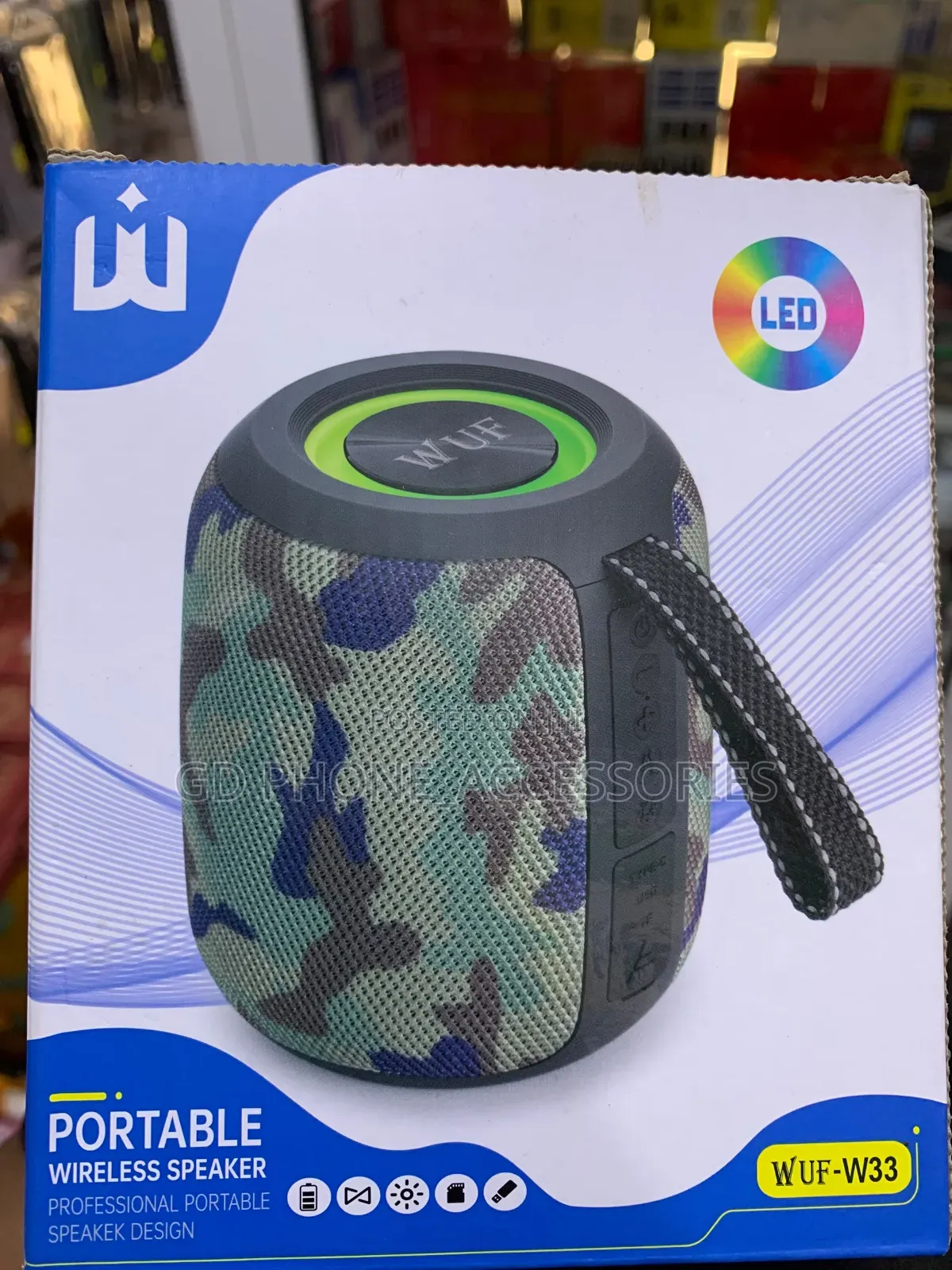 WUF-W33 Portable Wireless Bluetooth Speaker With RGB LED Lights TWS