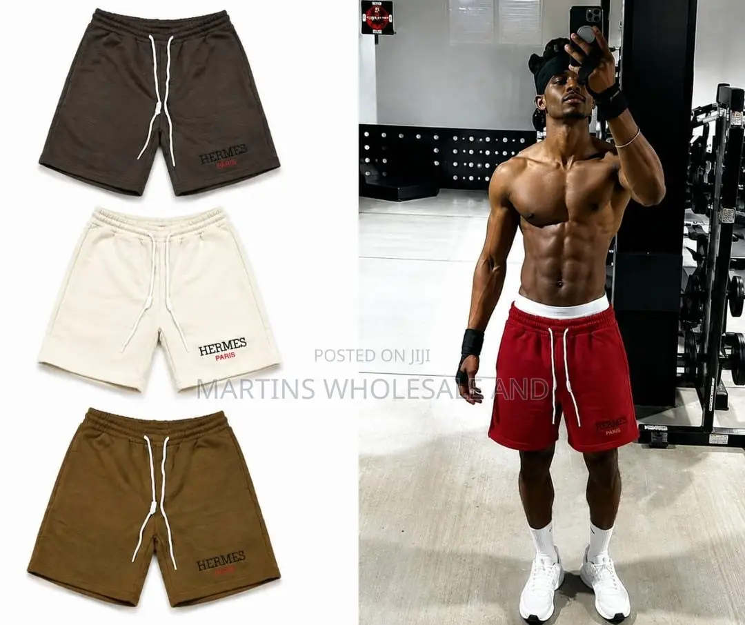 Casual Drawstring Jogger Shorts in an Olive Green Color With a White