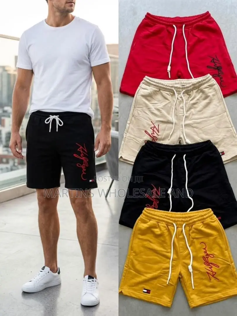 Casual Drawstring Jogger Shorts in an Olive Green Color With a White