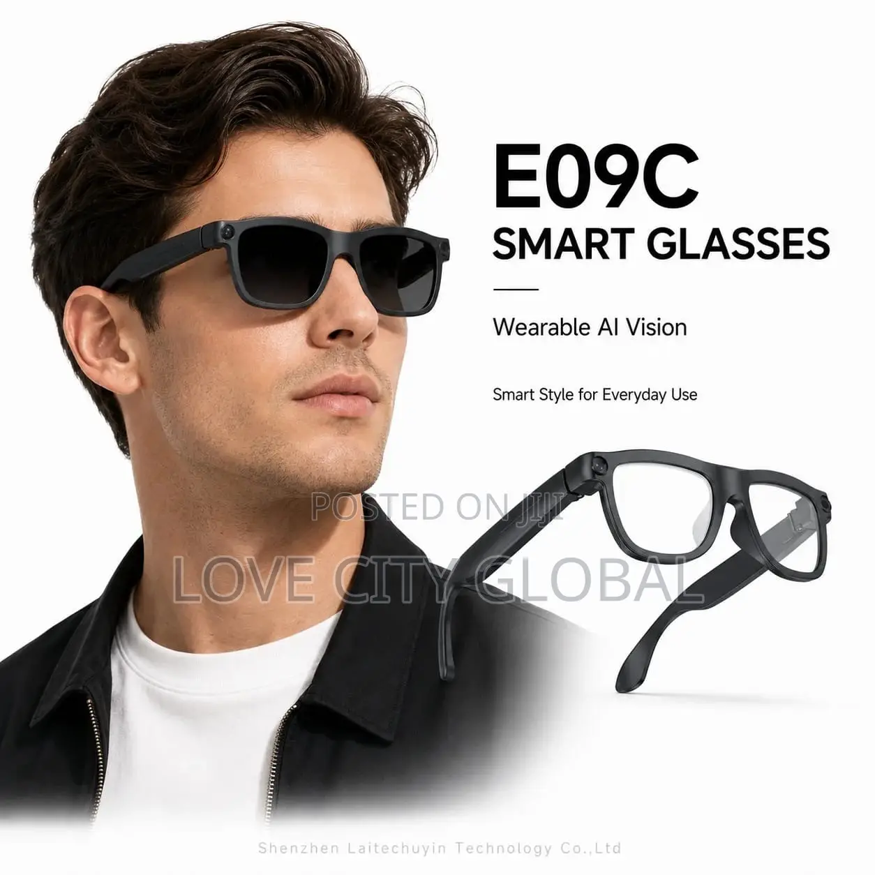 E09C Smart Glass 12MP HD Camera Real Time Touch Elecrochromic BT Call