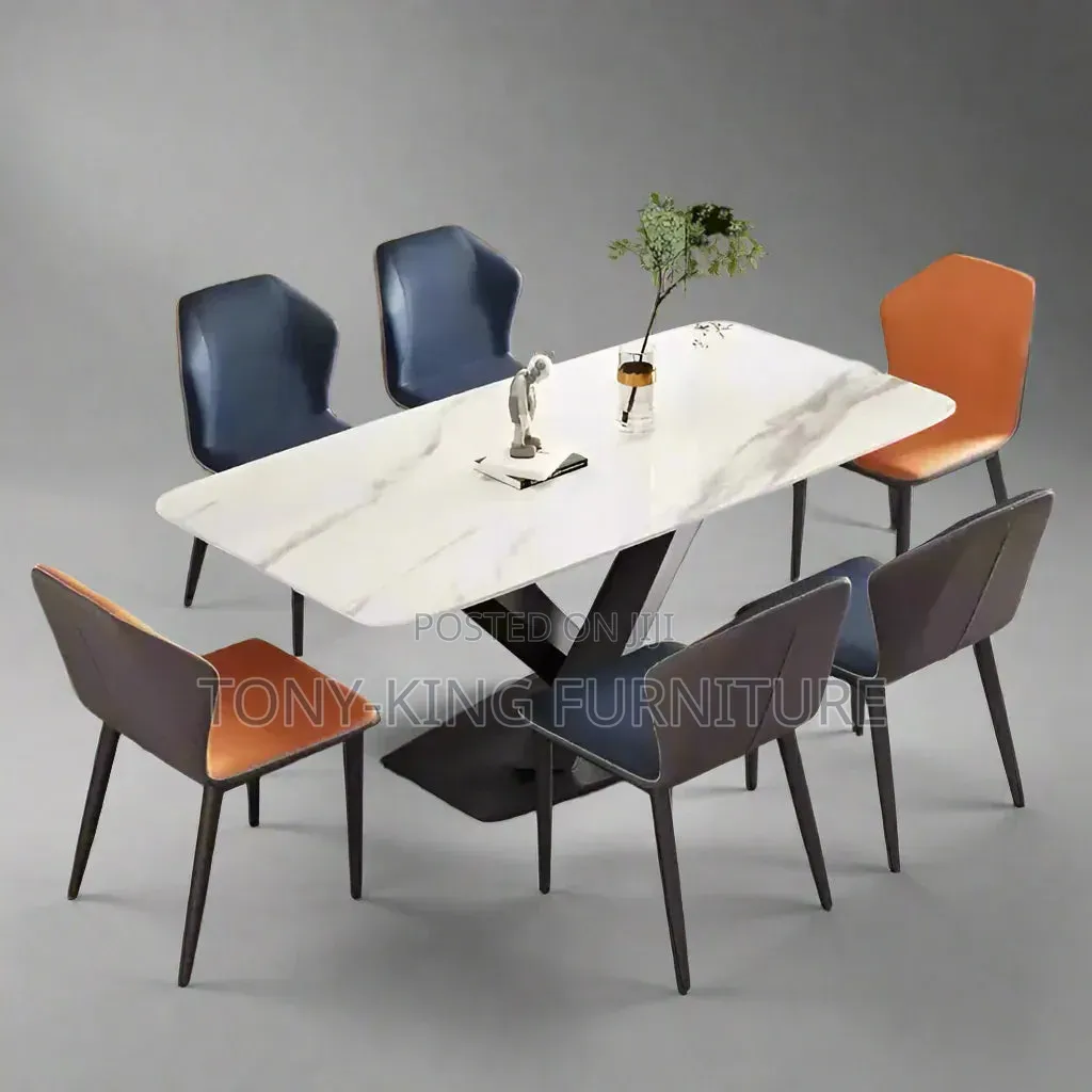 Modern Minimalist Luxury Marble Dining Table Set.