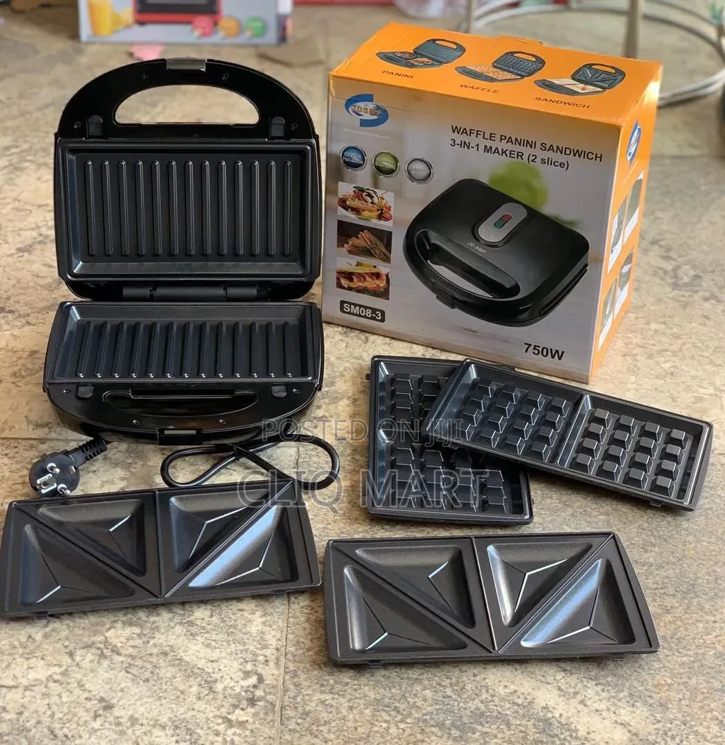3 in 1 Sandwich Maker – Waffle, Panini Grill W/Changeable Plates