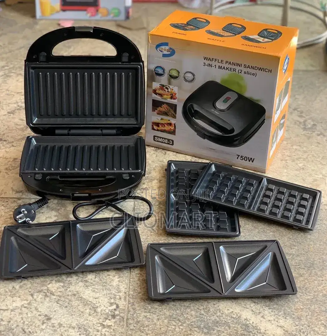 3 in 1 Sandwich Maker – Waffle, Panini Grill W/Changeable Plates