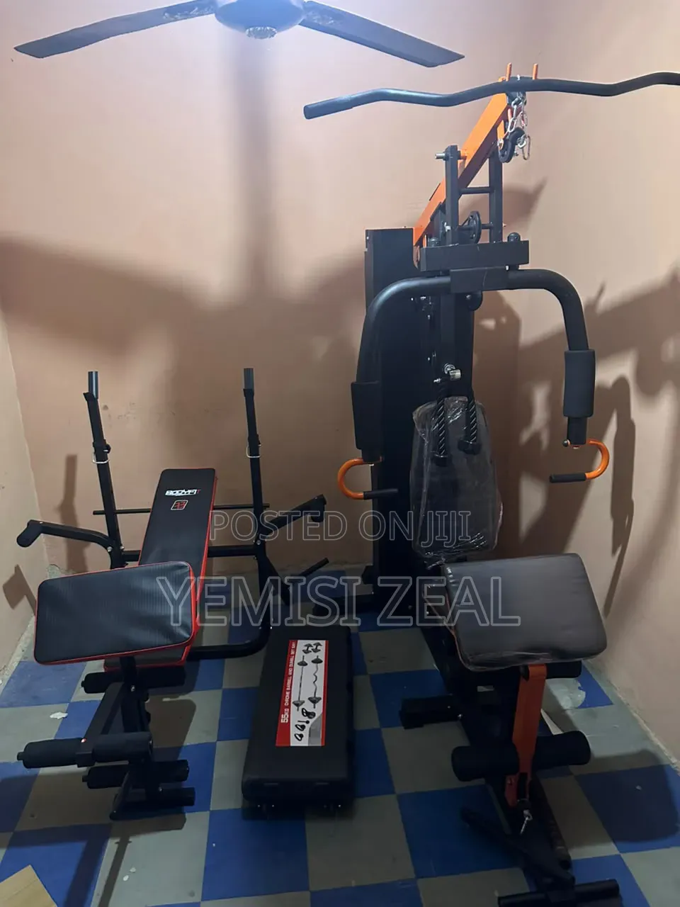 Set of Weight Bench, 58KG Dumbbell Case and Standard Station Gym, Etc