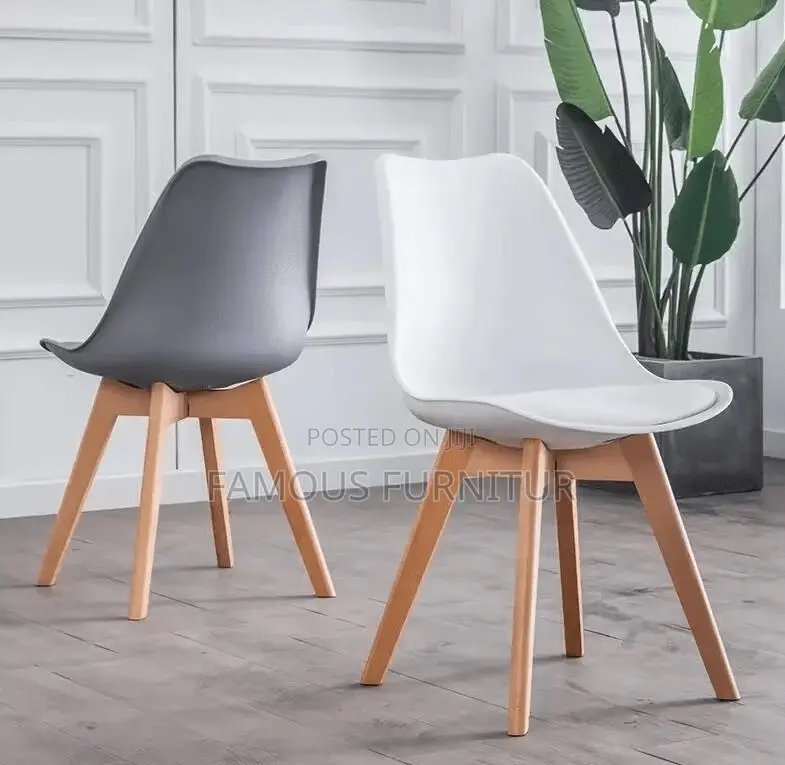 Modern Nordic-Style Dining Chairs With Cushioned Seat and Wooden Legs,