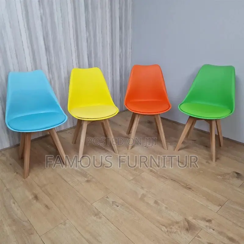 Modern Nordic-Style Dining Chairs With Cushioned Seat and Wooden Legs,