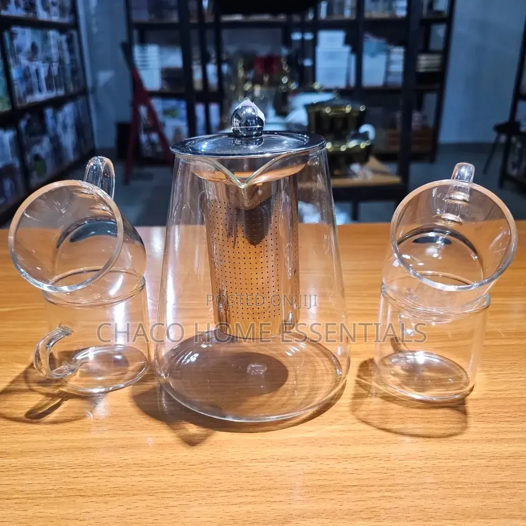 5-Piece Borosilicate Glass Teapot Set With Stainless Steel Infuser
