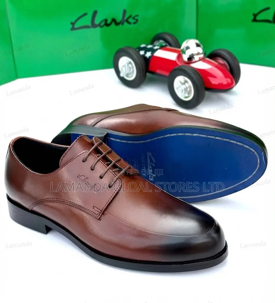 Clarks Burnished Leather Derby Dress Shoes in Brown