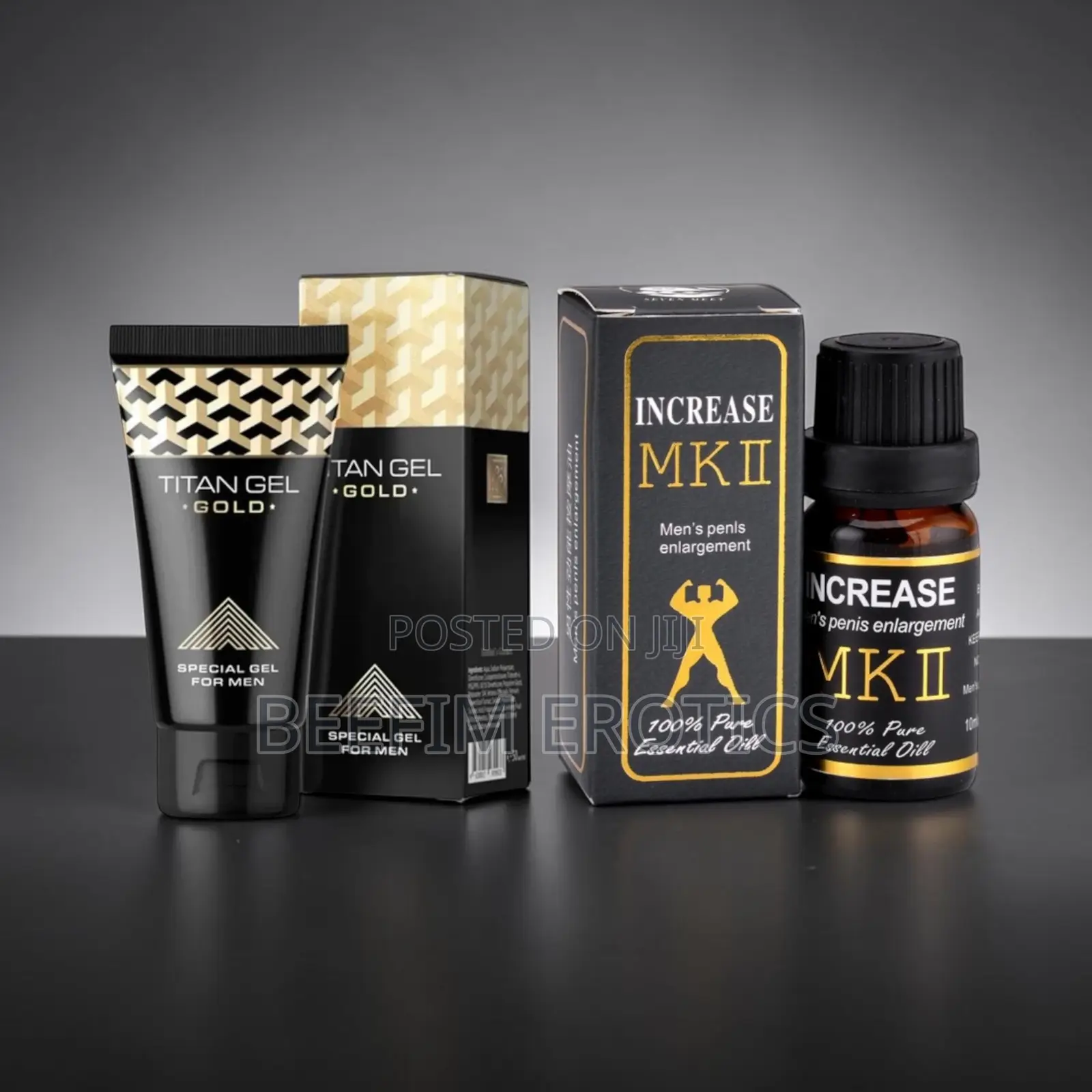 Titan Gel Gold and MK 11 Essential Oil Penis Enlargement Set.