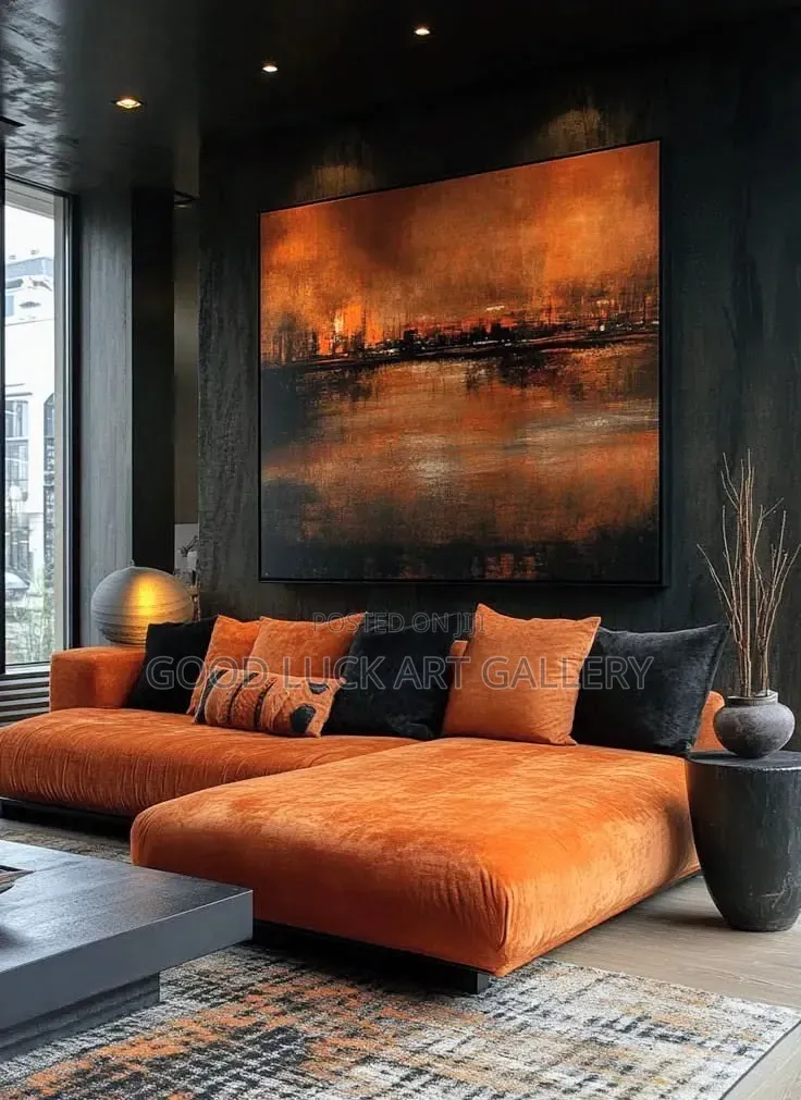 Black and Copper Abstract Art