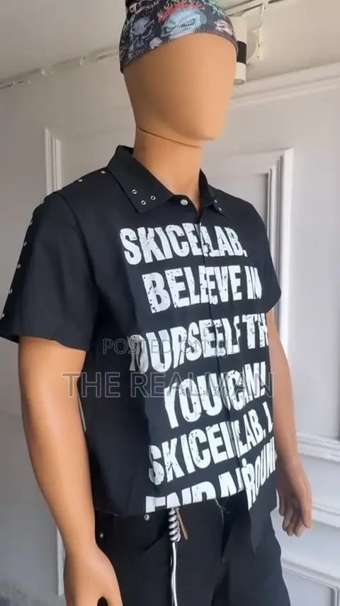 Men's Skicelab Black Graphic Typography Short-Sleeve Shirt