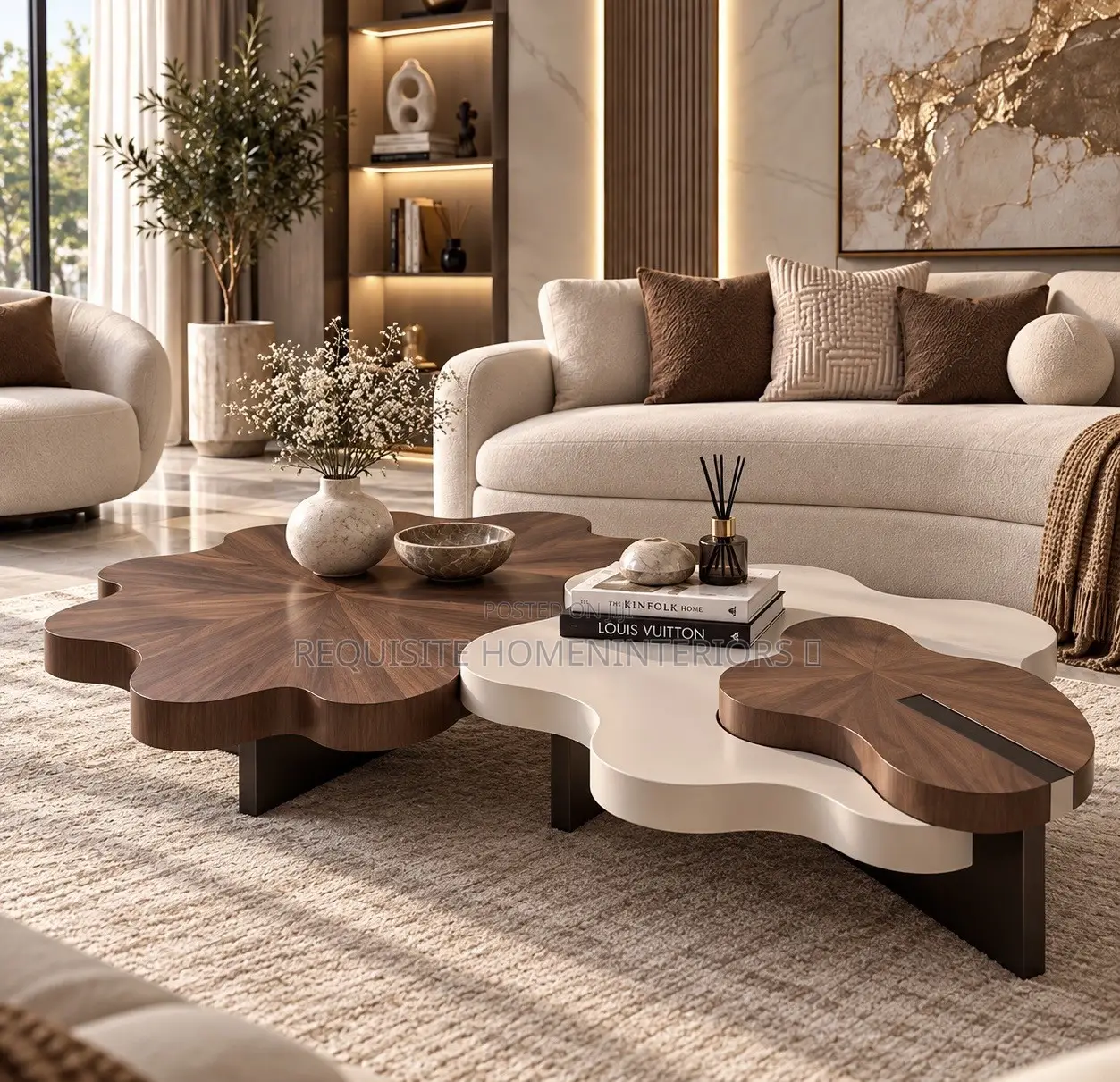 Luxury Flower-Shaped Center Table Set – Modern Designer Coffee Table