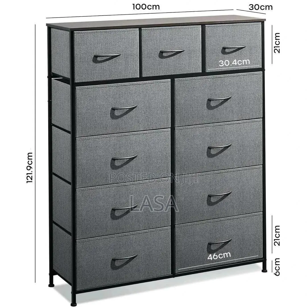 11-Tier Fabric Cabinet Dark Grey Heavy-Duty