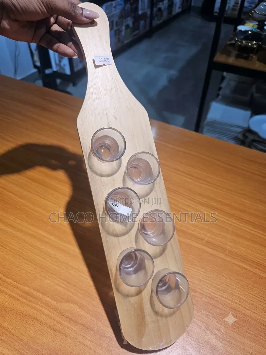 Wooden Tequila Shot Paddle Board With 6 Shot Glasses
