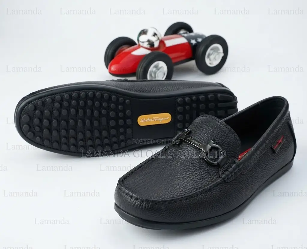 Salvatore Ferragamo Pebbled Leather Horsebit Loafers
