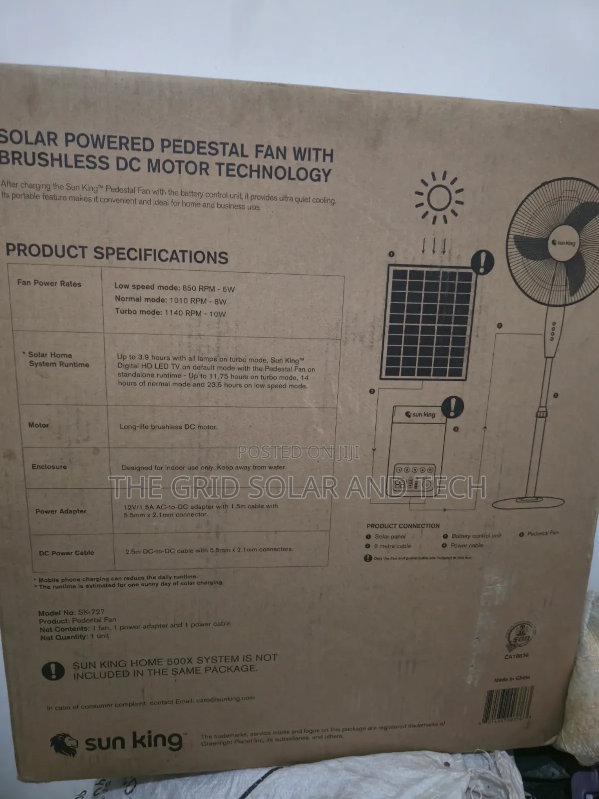 Sun King Solar Powered Pedestal Fan — 24 Hours Wind | 10w