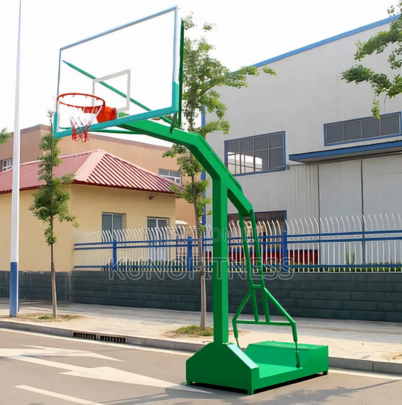Olympic Basketball Stand Movable Steel Tempered Glass Net